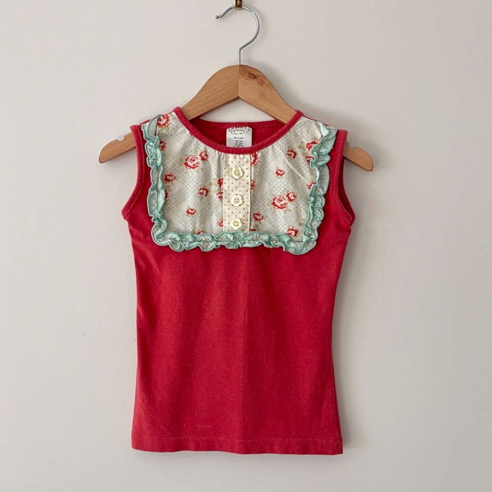 SERENDIPITY VGUC Floral Ruffle Cottagecore Sleeveless Blouse